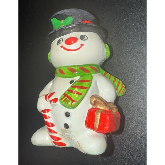 Vintage Snowman Salt and Pepper Shaker (1) Telco GLUED CRACKED BOTTOM BROKE HAT - Picture 10 of 14